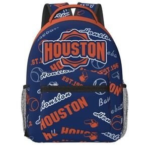 Houston Baseball Backpack Blue Orange Sports School Bag Youth Travel Bag Unisex